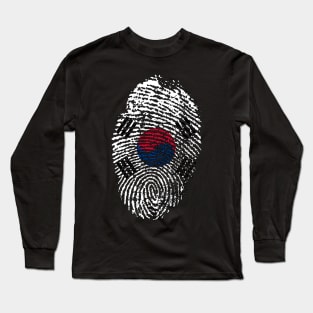 South Korea Flag - KR Fingerprint Flag - South Korean Flag Long Sleeve T-Shirt